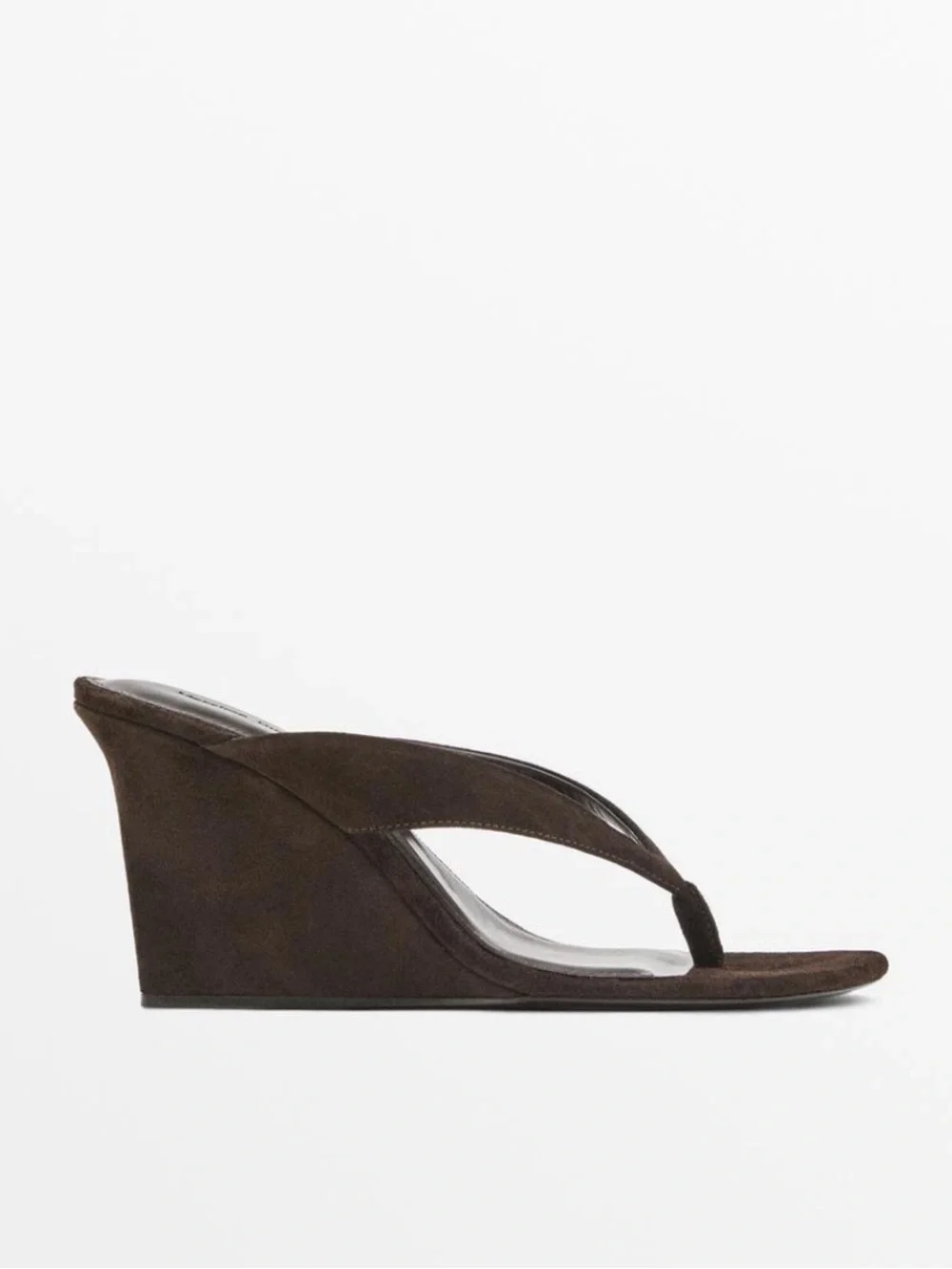 Massimo Dutti dark brown Wedge Thong Sandals in Dark Brown - Women